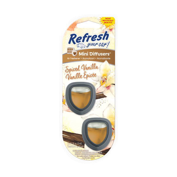 slide 1 of 1, Refresh Mini Car Diffusers, Spiced Vanilla , 2 ct