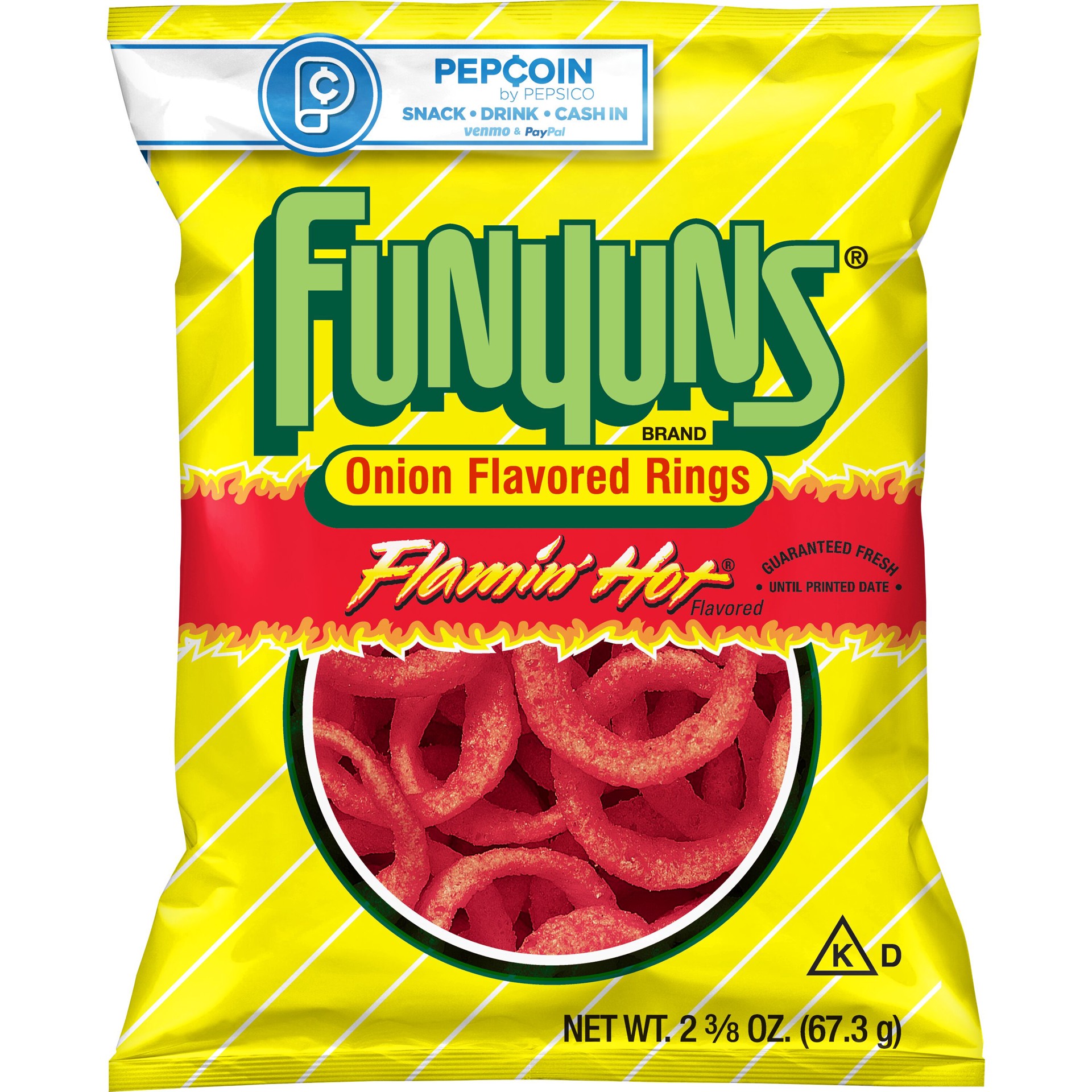slide 1 of 3, Funyuns Flamin' Hot Onion Flavored Rings, 2.375 oz