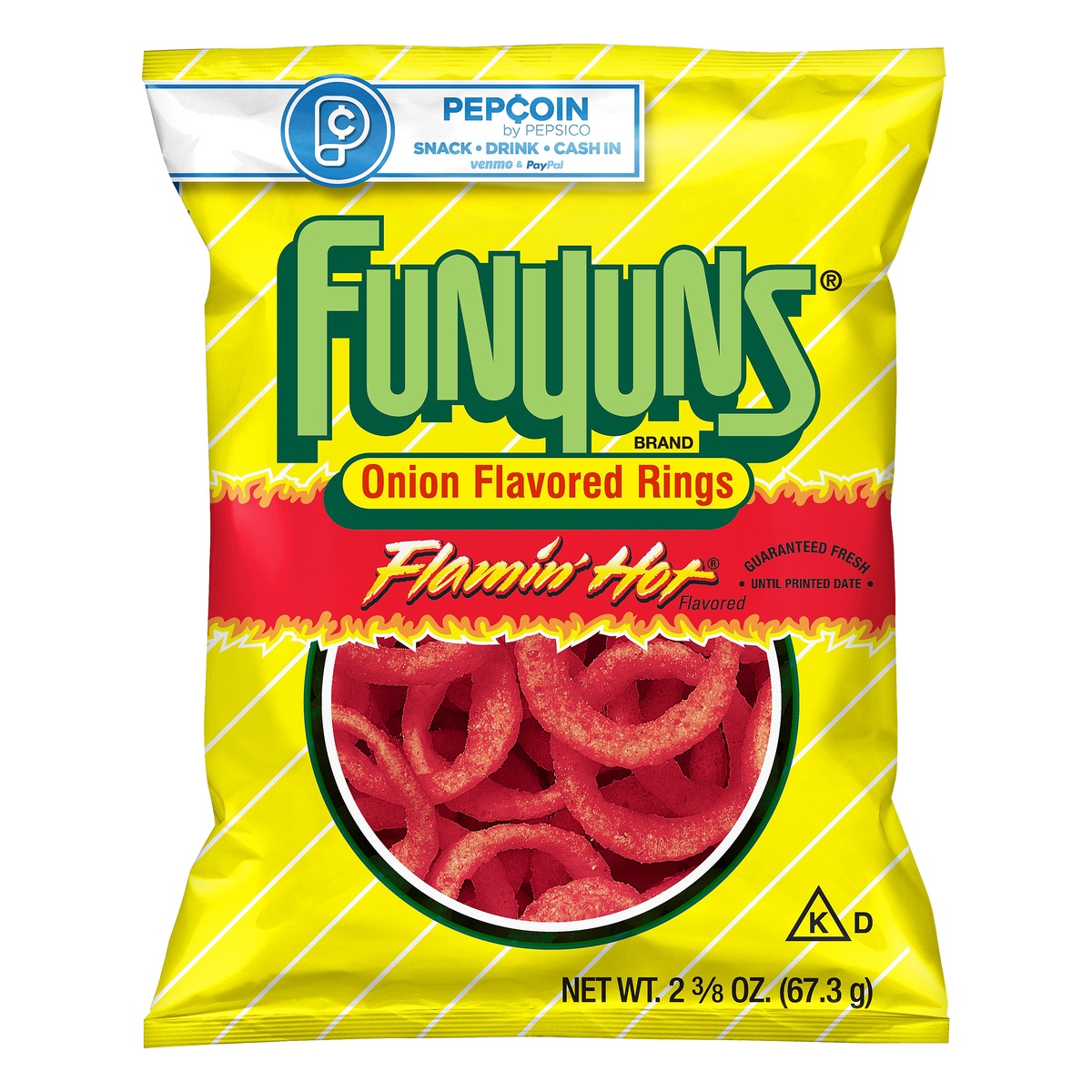 slide 1 of 3, Funyuns Flamin' Hot Onion Flavored Rings, 2.375 oz