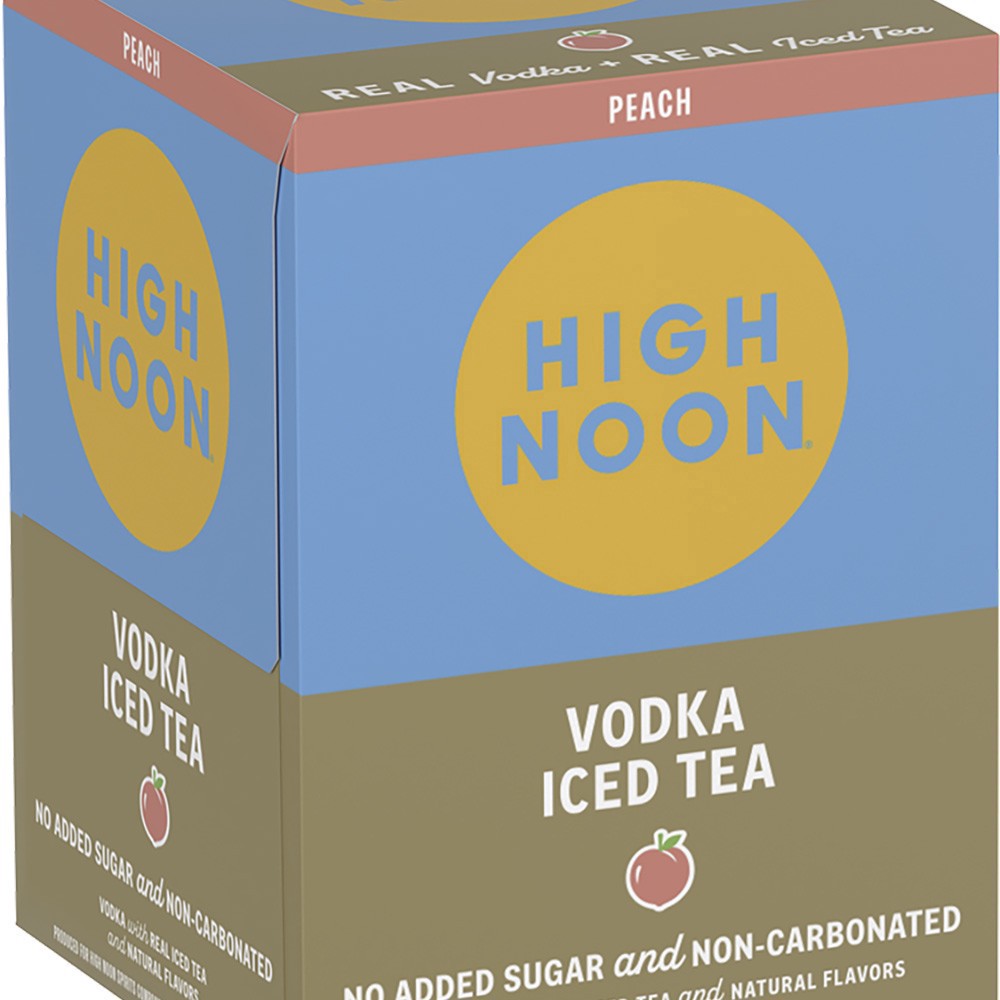 slide 1 of 4, High Noon Peach Vodka Iced Tea 4 Pack, 4 ct; 12 oz