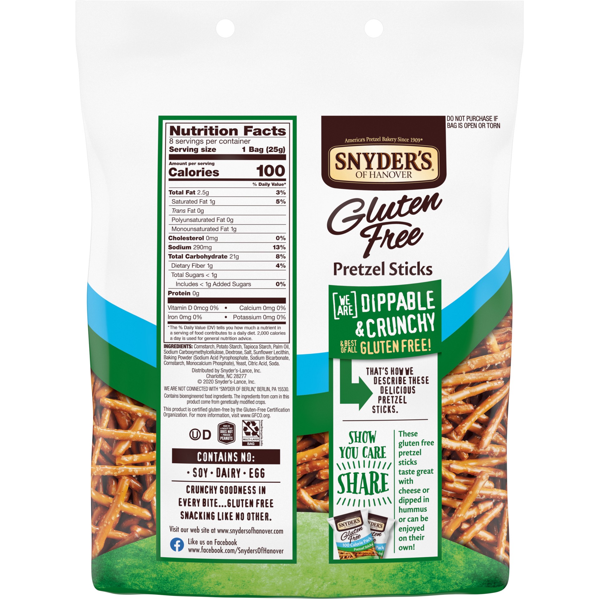 slide 4 of 5, Snyder's of Hanover Gluten Free Pretzel Sticks, 100 Calorie Individual Packs, 8 Ct, 7.2 oz