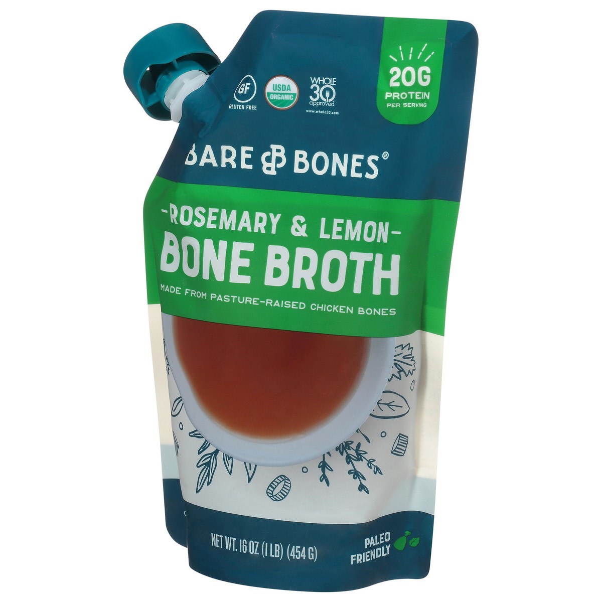 slide 3 of 9, Bare Bones Rosemary & Lemon Bone Broth 16 oz Pouch, 16 oz