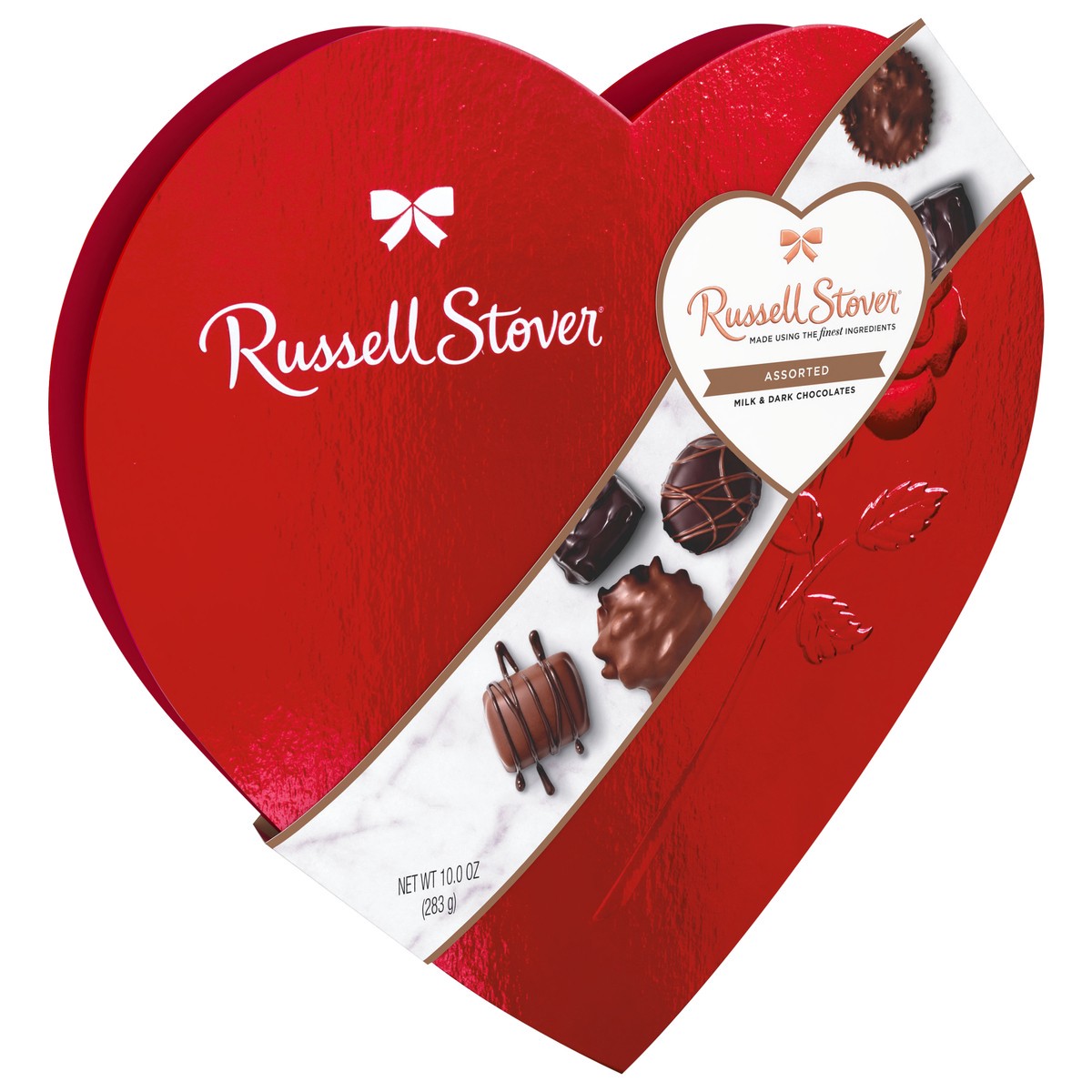 slide 3 of 8, Russell Stover Valentine's Assorted Chocolates Red Foil Heart, 10 oz