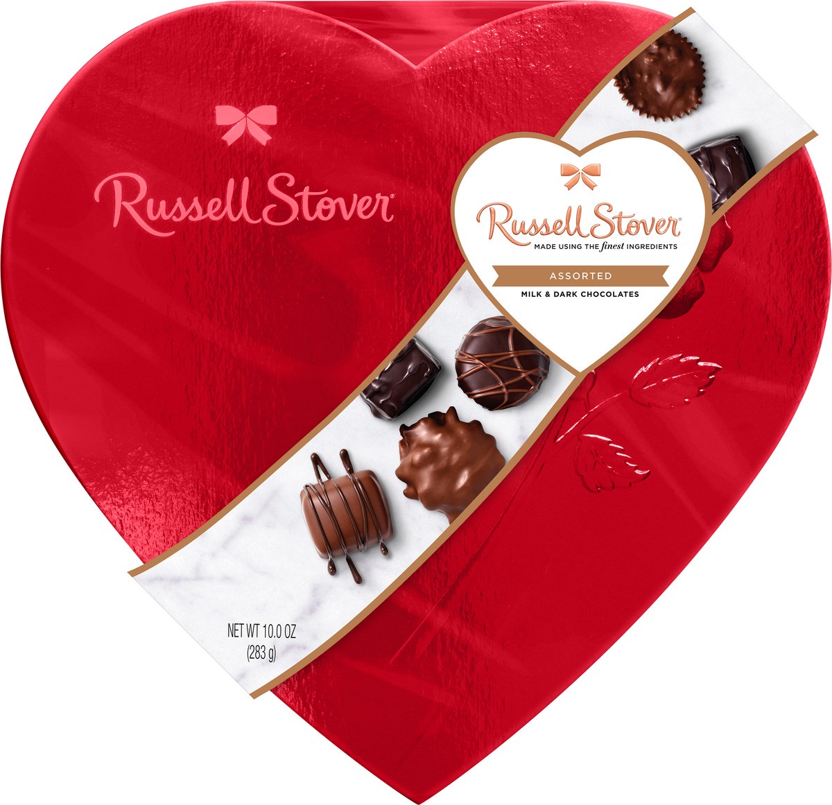 slide 7 of 8, Russell Stover Valentine's Assorted Chocolates Red Foil Heart, 10 oz