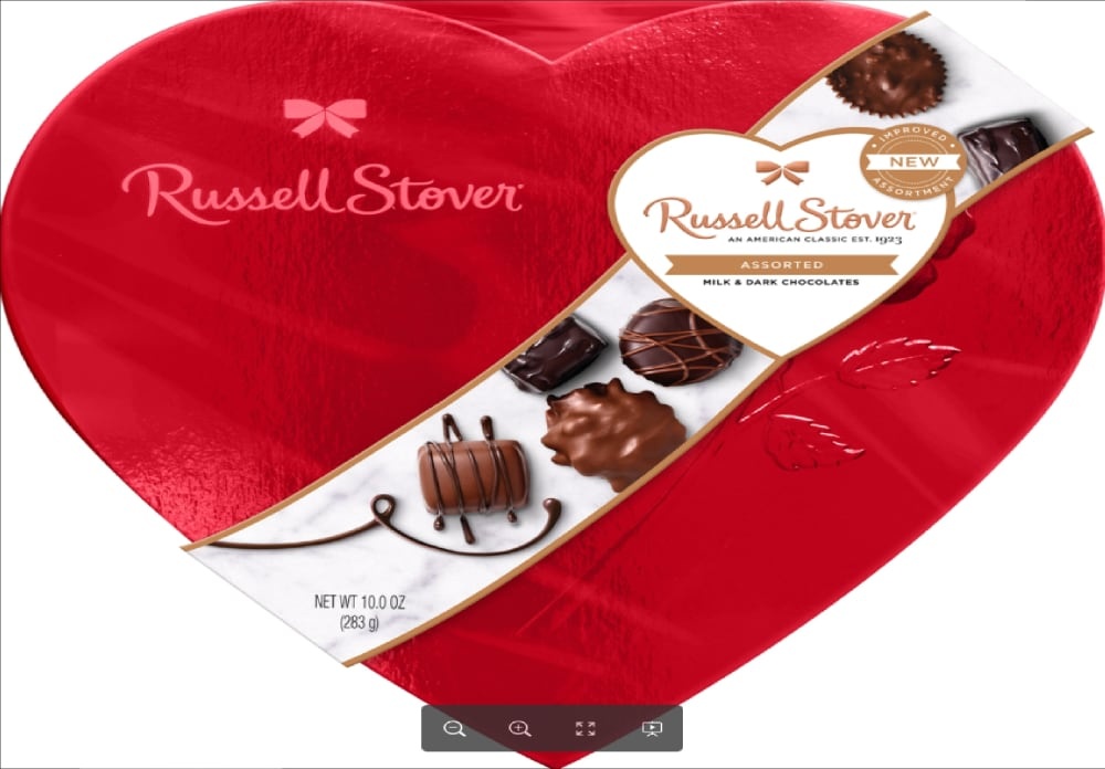 russell stover red foil heart with bear