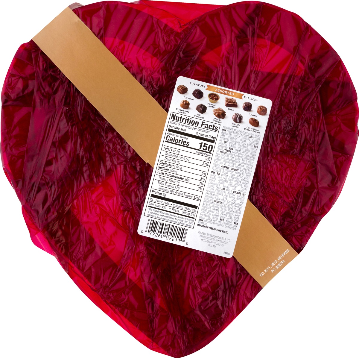 russell stover red foil heart with bear