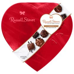 Russell Stover Valentine''s Day Red Foil Heart Assorted Milk & Dark Chocolate Gift Box, 10 oz. (˜ 17 pieces)