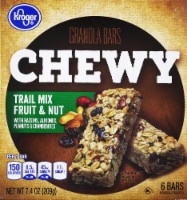 slide 1 of 1, Kroger Chewy Trail Mix Fruit & Nut Granola Bars, 6 ct; 1.23 oz