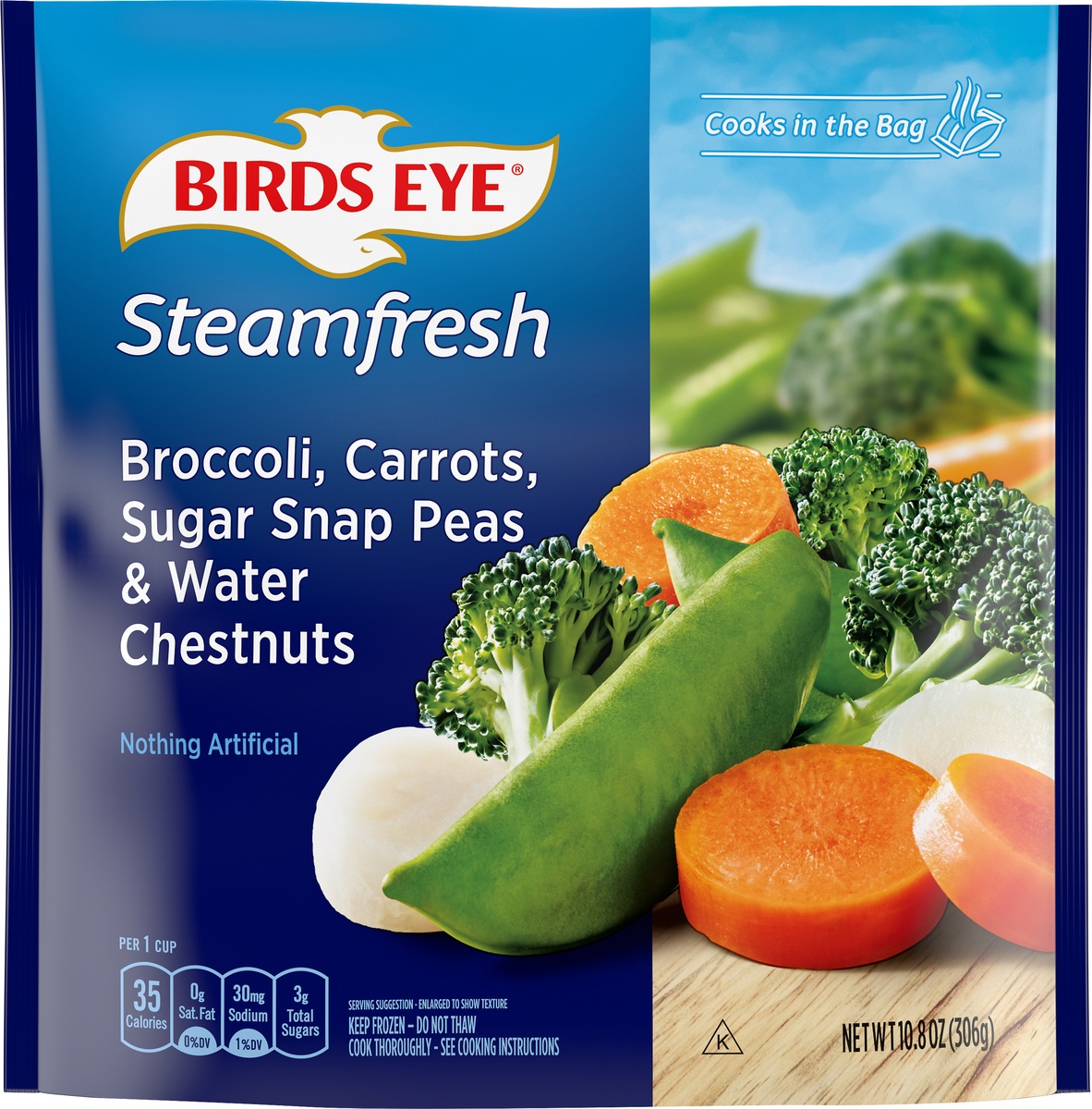 slide 9 of 10, Birds Eye Steamfresh Broccoli, Carrots, Sugar Snap Peas & Water Chestnuts Mixtures, 10.8 oz