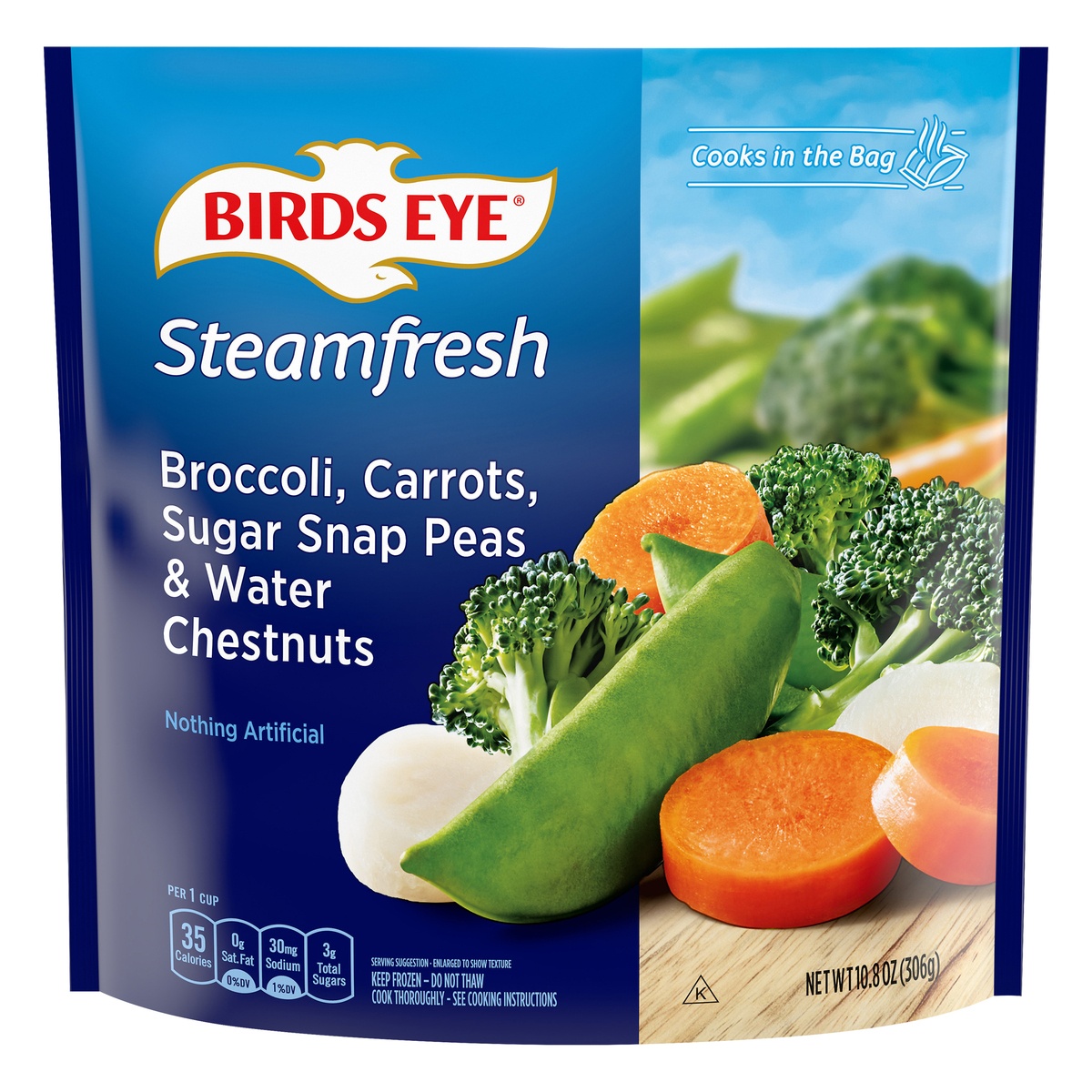 slide 1 of 10, Birds Eye Steamfresh Broccoli, Carrots, Sugar Snap Peas & Water Chestnuts Mixtures, 10.8 oz