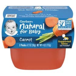 Gerber 1st Foods Natural for Baby Carrot Baby Food, 2-2 oz. Tubs