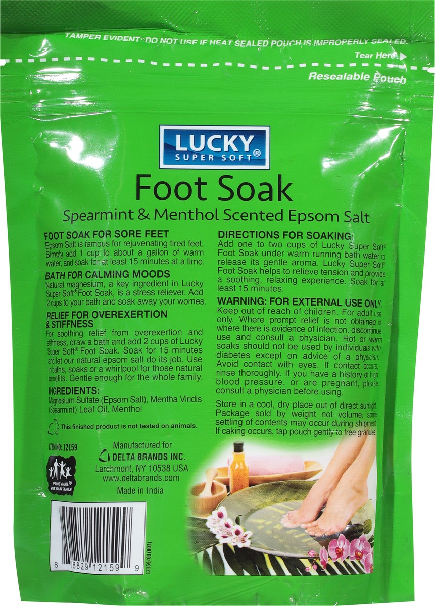 slide 3 of 10, Lucky Super Soft Epsom Salt, Foot Soak, Spearmint & Menthol Scented, 16 oz