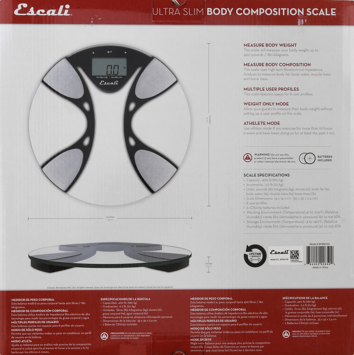 slide 8 of 8, Escali Body Fat and Body Water Scale, 1 ct