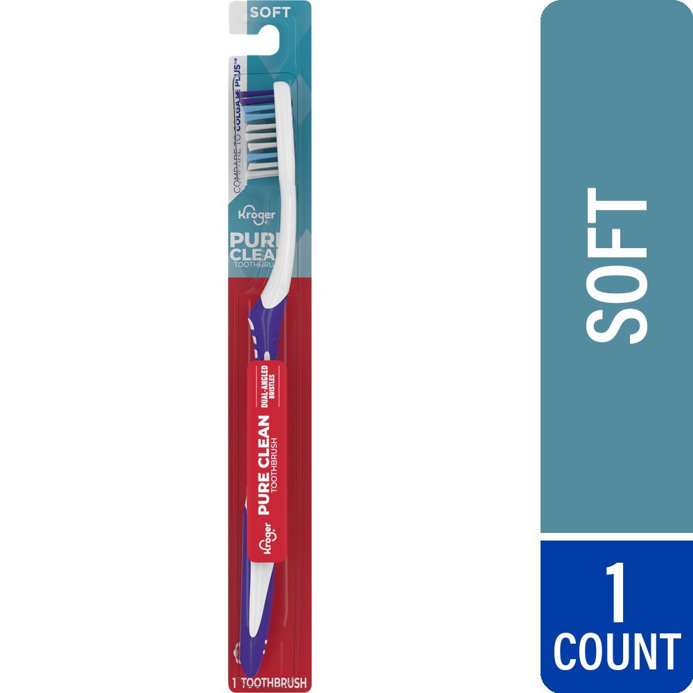 slide 1 of 1, Kroger® Pure Clean Toothbrush with Soft Bristles, 1 ct