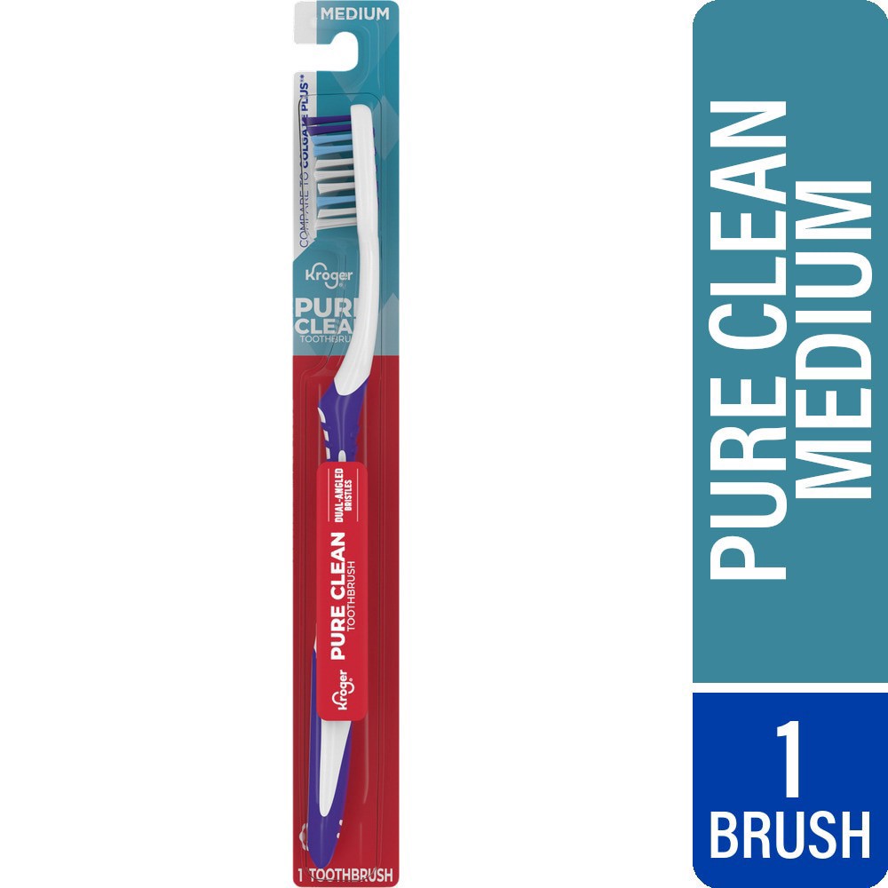slide 1 of 1, Kroger® Pure Clean Toothbrush with Medium Bristles, 1 ct