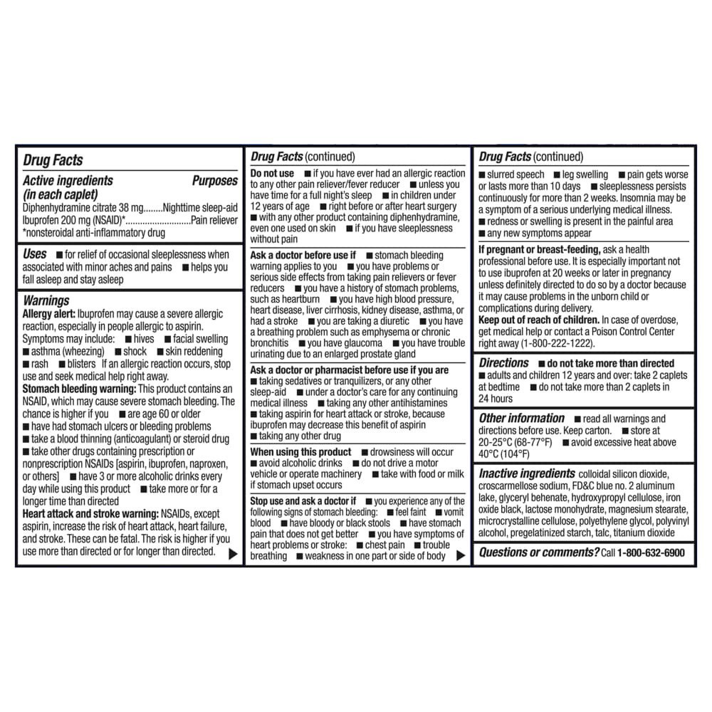 slide 4 of 4, Kroger® Pain Reliever PM Ibuprofen and Diphenhydramine HCl Caplets, 80 ct