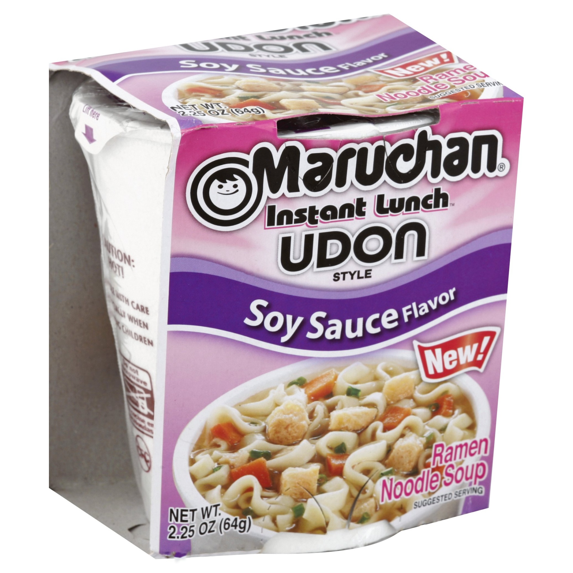 slide 1 of 8, Maruchan Instant Lunch Udon Style Soy Sauce Flavor Ramen Noodle Soup, 2 oz