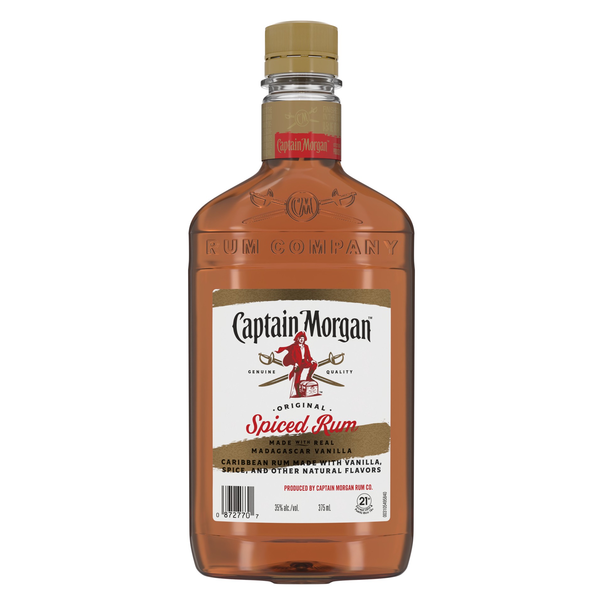 slide 1 of 1, Captain Morgan Original Spiced Rum (Made with Real Madagascar Vanilla), 375 mL, 375 ml