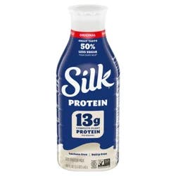 Silk Protein Complete Plant Protein Milk, Original, Dairy-Free, Lactose-Free Plant-Based Milk with 13g Protein Per Serving, 48 fl oz