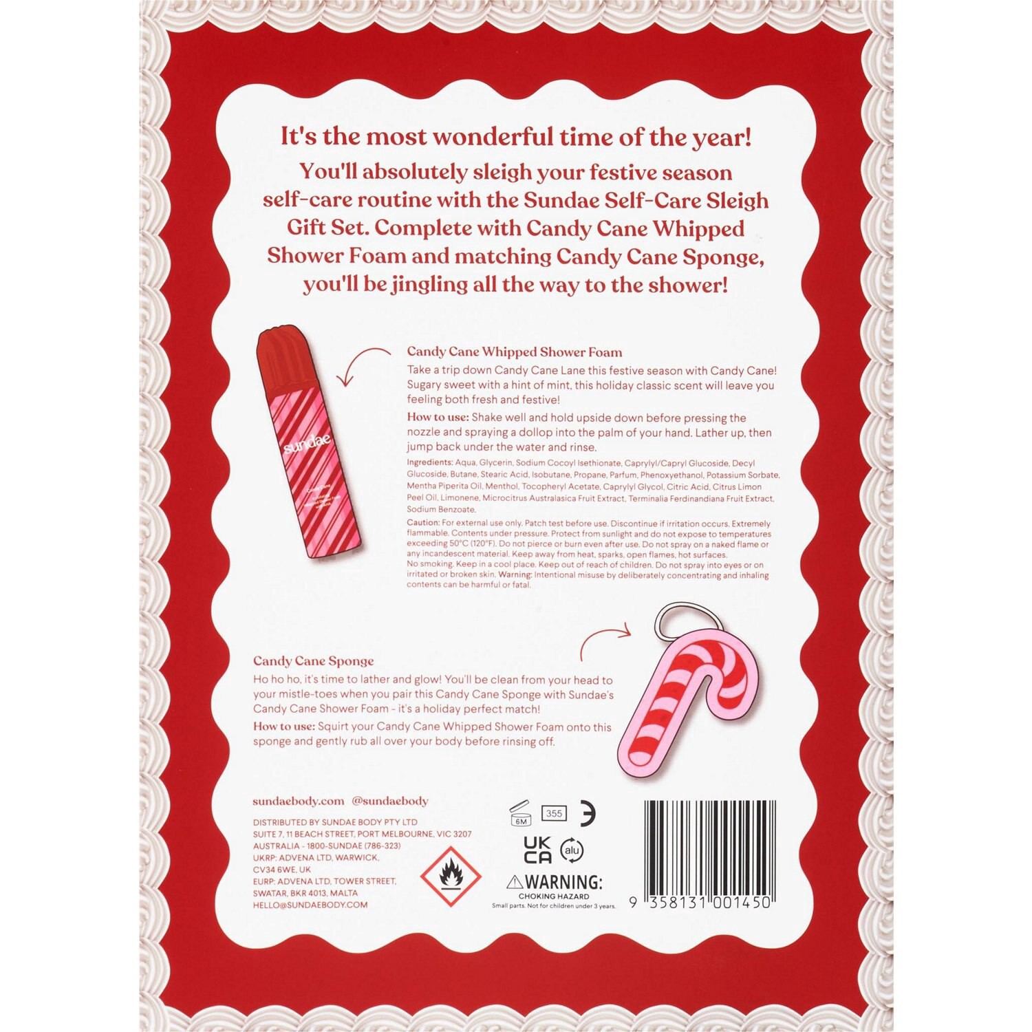 slide 2 of 2, Sundae Shower Self-Care Sleigh Gift Set, Candy Cane, 1 ct