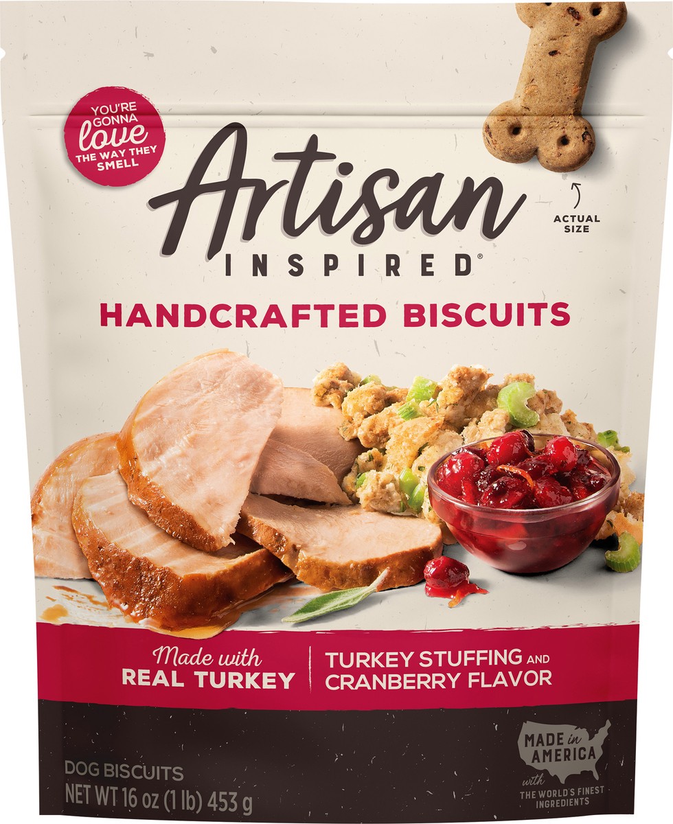 slide 2 of 3, Artisan Inspired Turkey Stuffing and Cranberry Flavor Dog Biscuits 16 oz, 16 oz