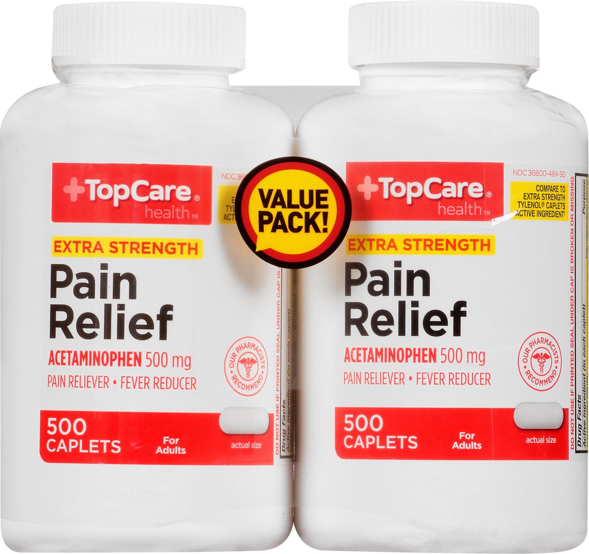 slide 8 of 13, TopCare Health Value Pack Extra Strength 500 Mg Caplets Pain Relief 2 ea, 2 ct