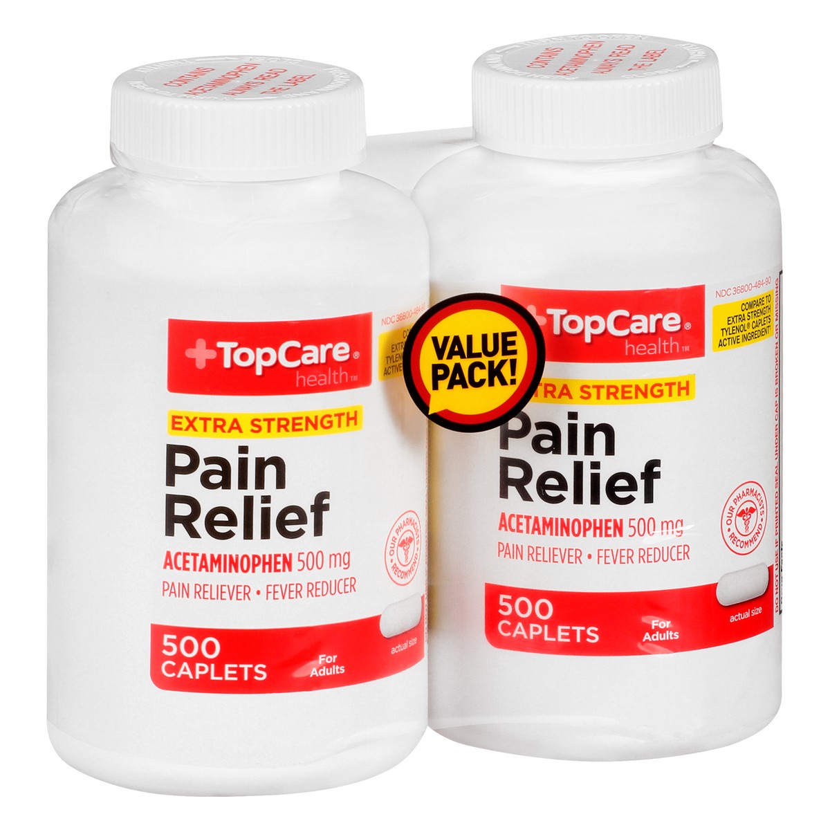 slide 6 of 13, TopCare Health Value Pack Extra Strength 500 Mg Caplets Pain Relief 2 ea, 2 ct