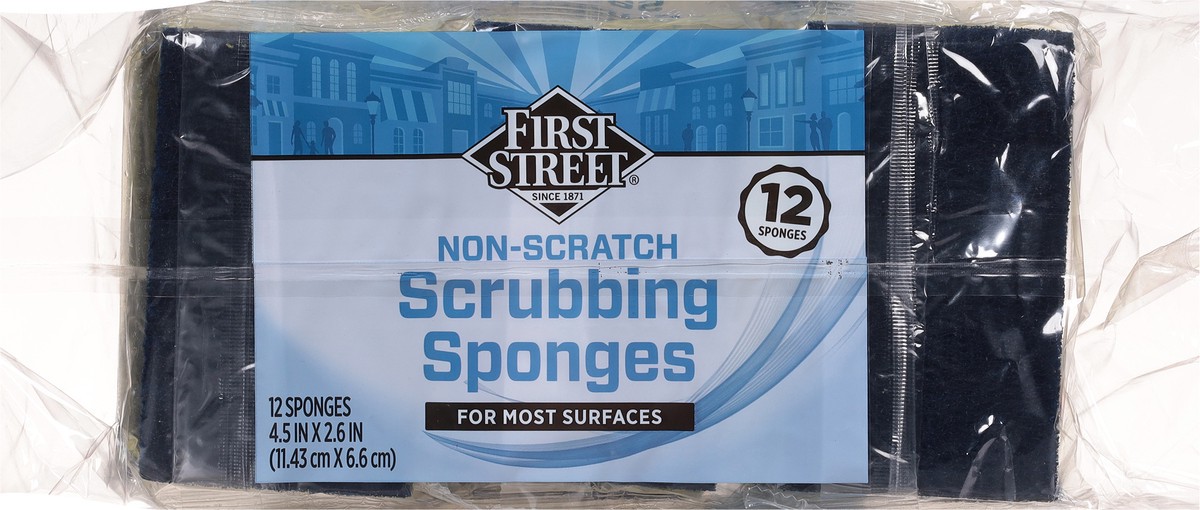 slide 12 of 12, First Street No Scratch Cellulose Scrub Sponge, 12 ct