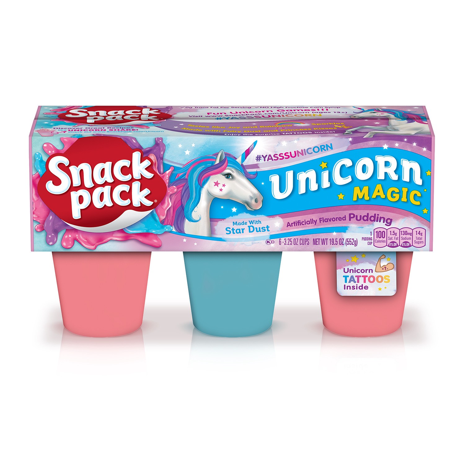 slide 1 of 5, Snack Pack Unicorn Magic Pudding 6 - 3.25 oz Cups, 6 ct