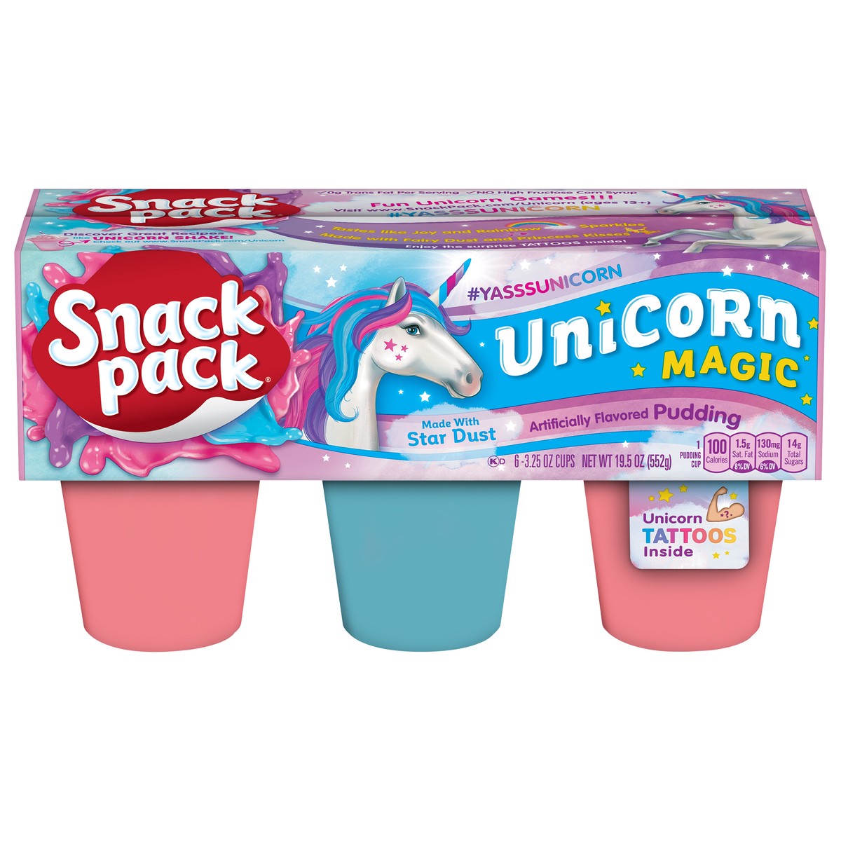 slide 1 of 5, Snack Pack Unicorn Magic Pudding 6 - 3.25 oz Cups, 6 ct