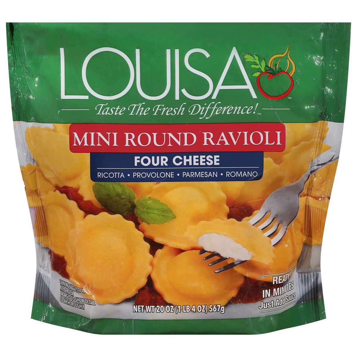 slide 1 of 1, Louisa Mini Round Cheese Ravioli, 20 oz