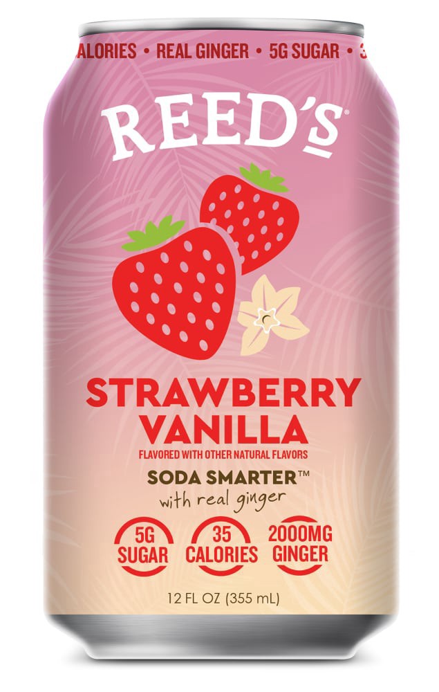 slide 1 of 1, Reed's® Strawberry Vanilla Functional Soda, 12 fl oz