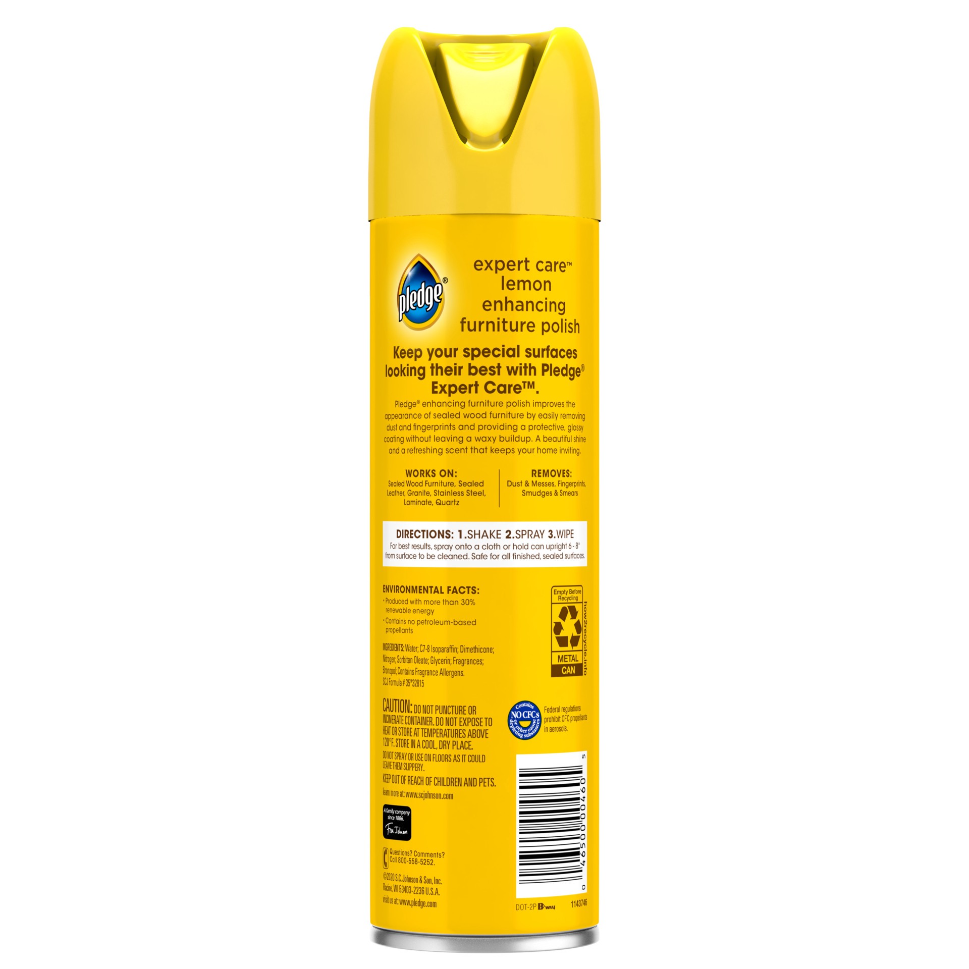 slide 5 of 5, Pledge Expert Care™, Wood Polish Shines and Protects, Lemon Enhancing, Aerosol, 14.2 oz, 14.2 oz