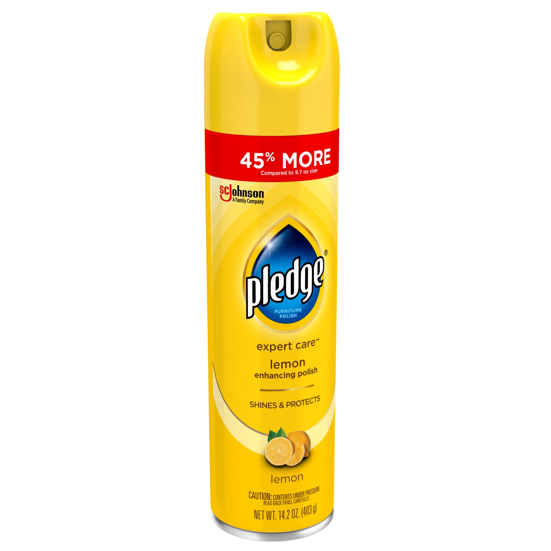 slide 2 of 5, Pledge Expert Care™, Wood Polish Shines and Protects, Lemon Enhancing, Aerosol, 14.2 oz, 14.2 oz