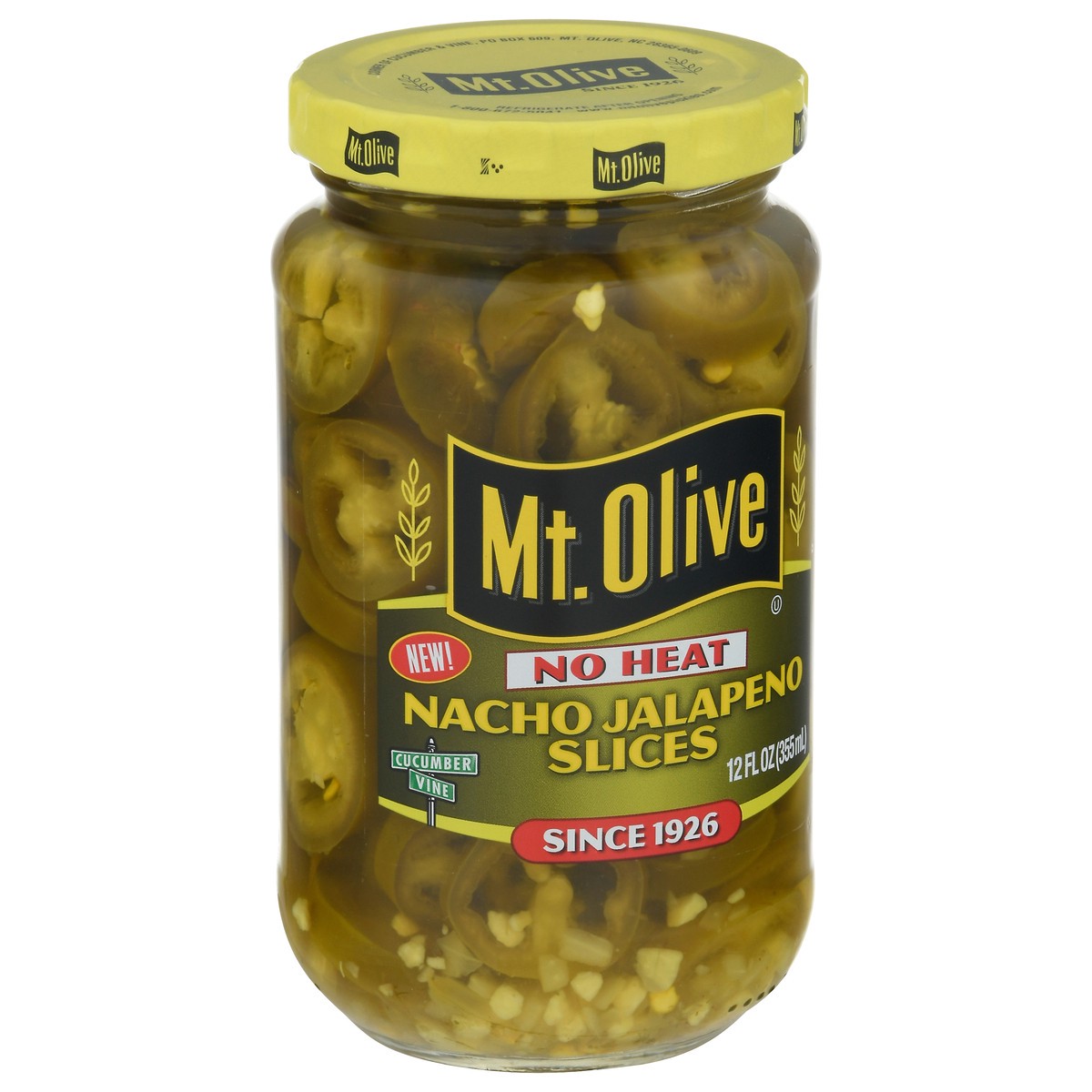 slide 5 of 11, Mt. Olive No Heat Nacho Jalapeno Slices Pickles 12 fl oz, 12 fl oz