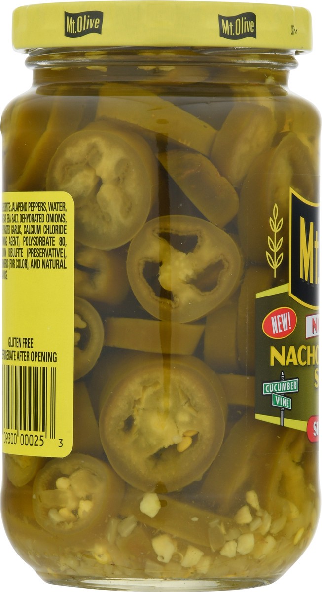 slide 9 of 11, Mt. Olive No Heat Nacho Jalapeno Slices Pickles 12 fl oz, 12 fl oz