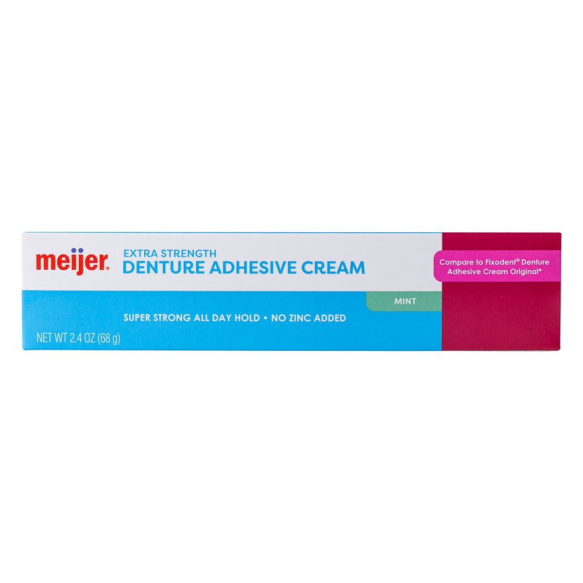 slide 1 of 1, Meijer Denture Adhesive, 2.4 oz