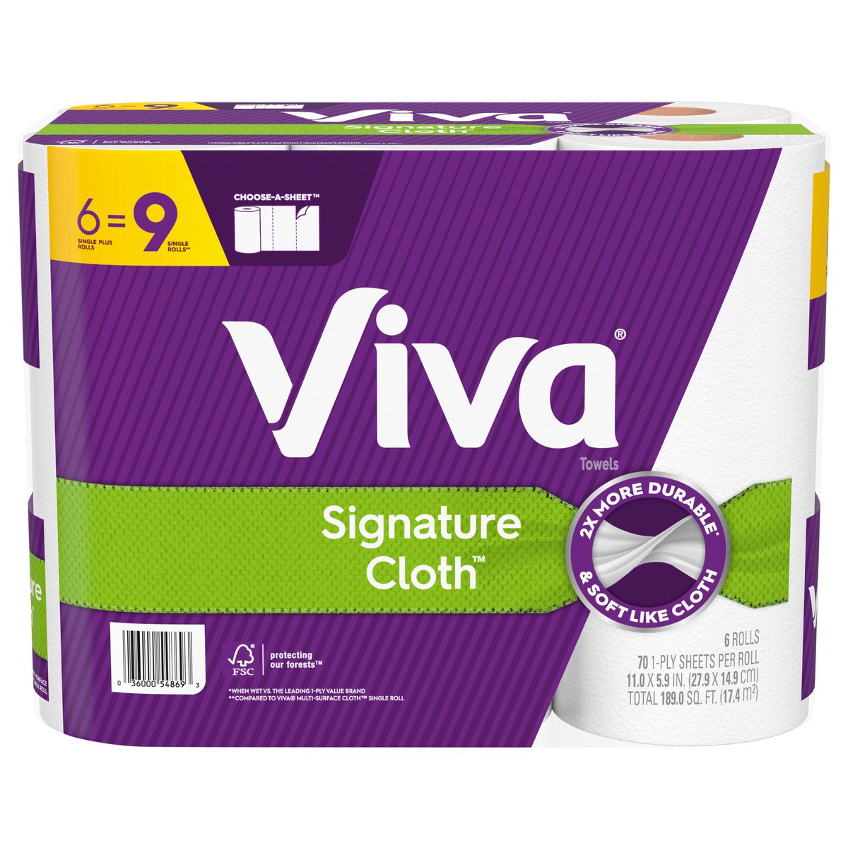 slide 1 of 5, Viva Signature Cloth Paper Towels, 6 Big Rolls, 70 Sheets Per Roll, 6 ct