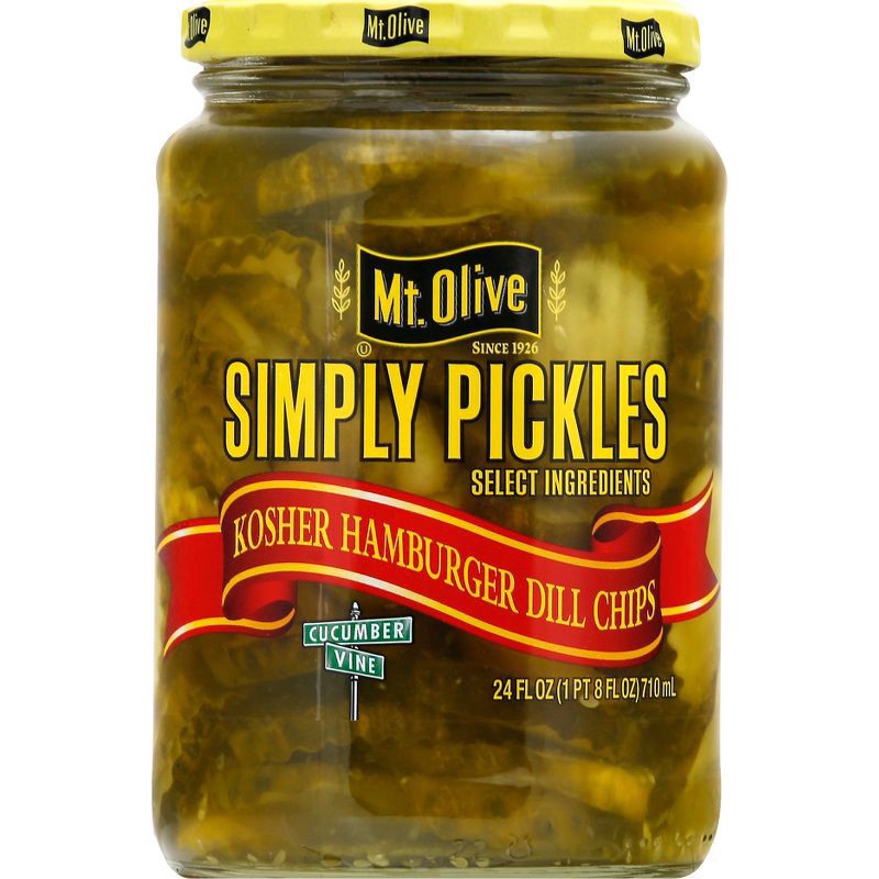 slide 1 of 4, Mt. Olive Simply Pickles Hamburger Dill Chips - 24 fl oz, 24 oz