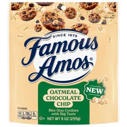 Famous Amos Oatmeal Chocolate Chip Bite-Size Cookies, 9oz Resealable Bag