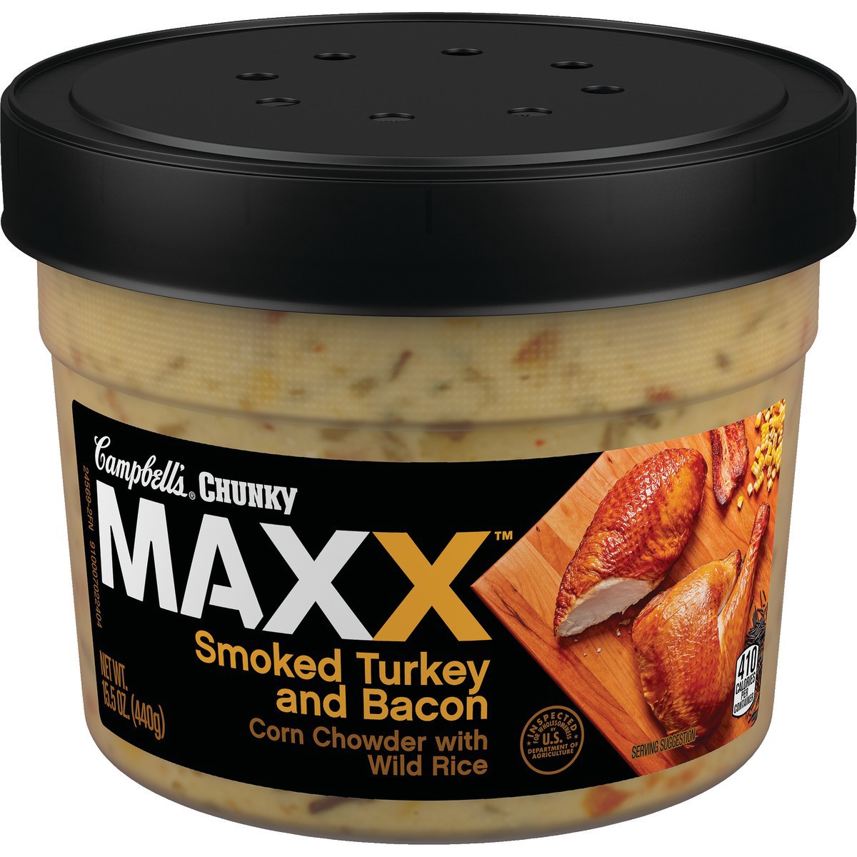 slide 1 of 6, Campbell's Chunky Maxx Smoked Turkey And Bacon Corn Chowder With Wild Rice, 15.5 oz