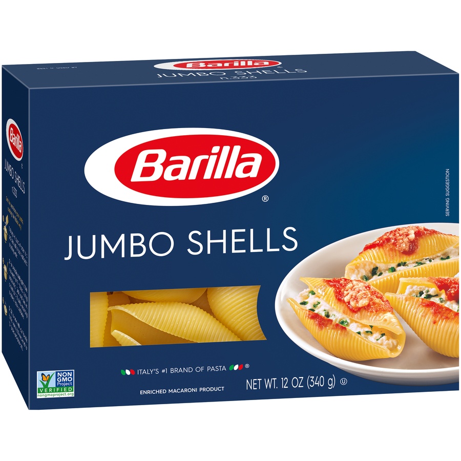 slide 2 of 8, Barilla Jumbo Shells Pasta, 12 oz