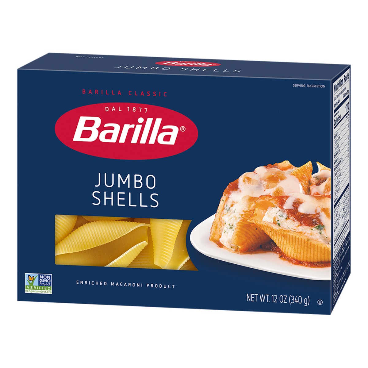 slide 3 of 9, Barilla Jumbo Shells Pasta, 12 oz