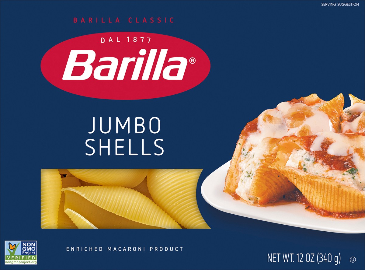 slide 6 of 9, Barilla Jumbo Shells Pasta, 12 oz