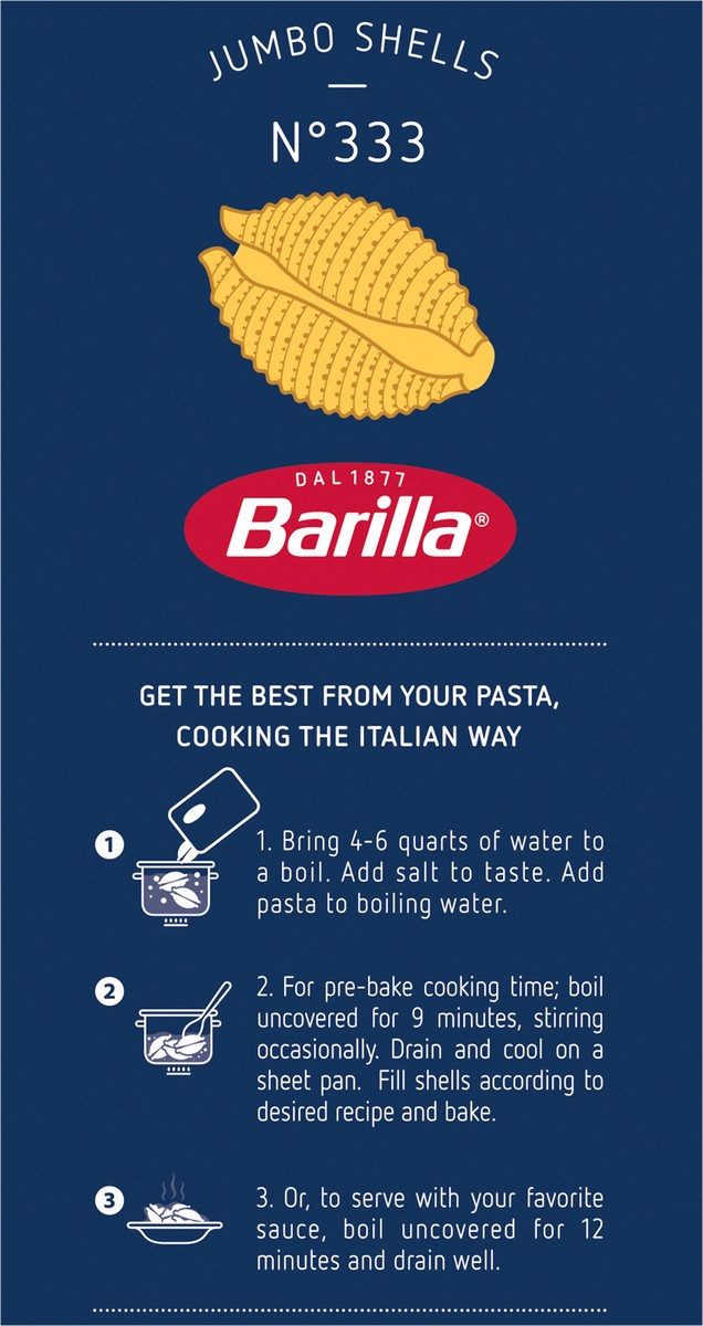 slide 7 of 9, Barilla Jumbo Shells Pasta, 12 oz