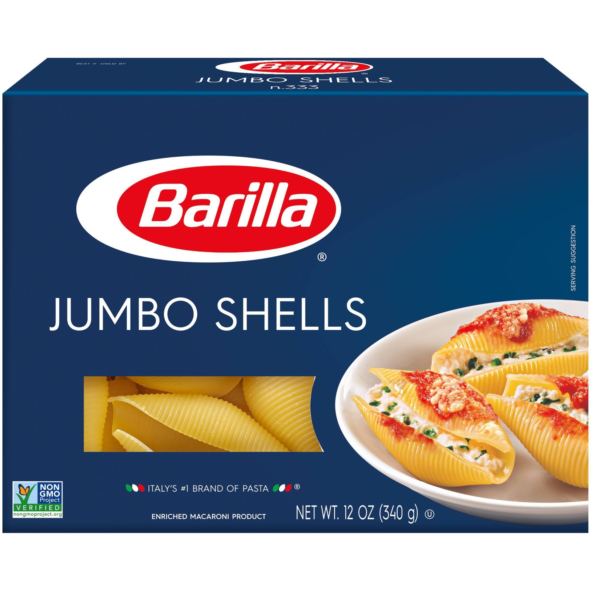 slide 1 of 8, Barilla Jumbo Shells Pasta, 12 oz