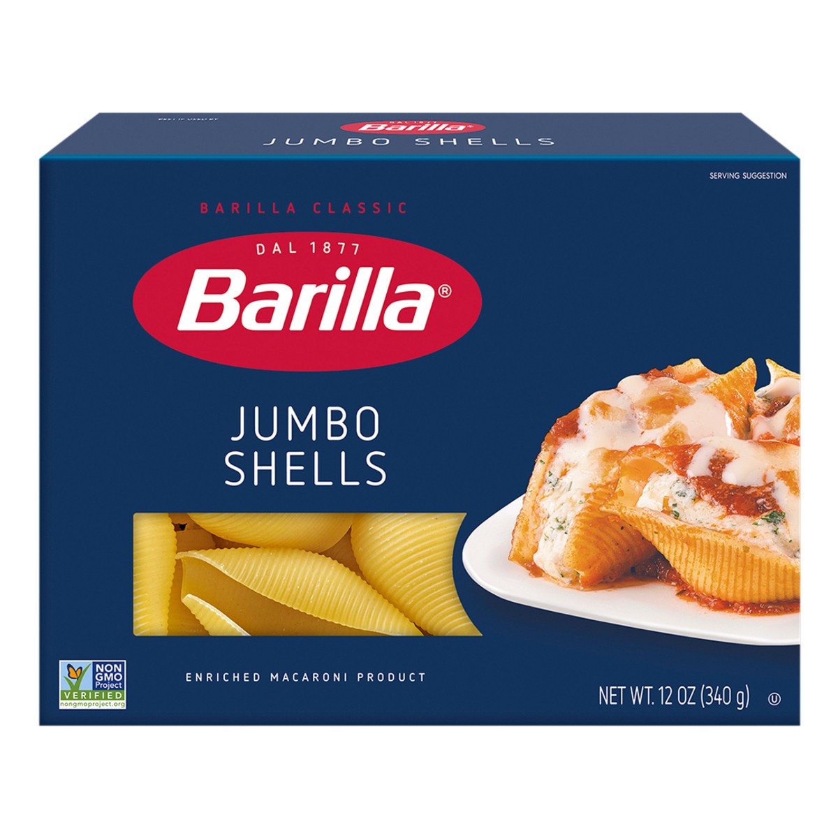 slide 1 of 9, Barilla Jumbo Shells Pasta, 12 oz