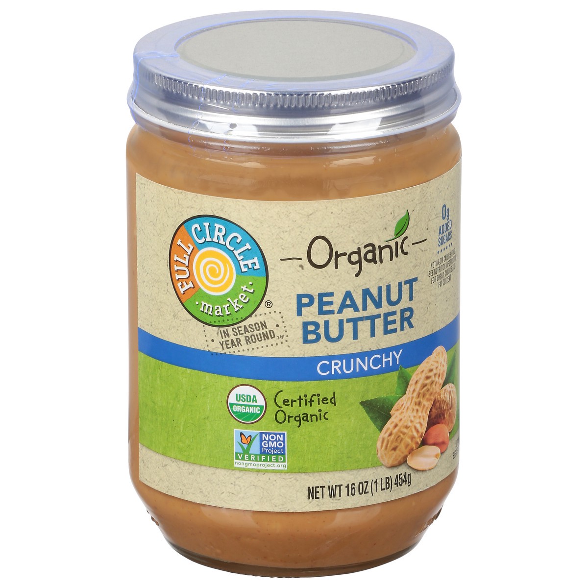 slide 2 of 9, Full Circle Market Organic Crunchy Peanut Butter 16 oz, 16 oz