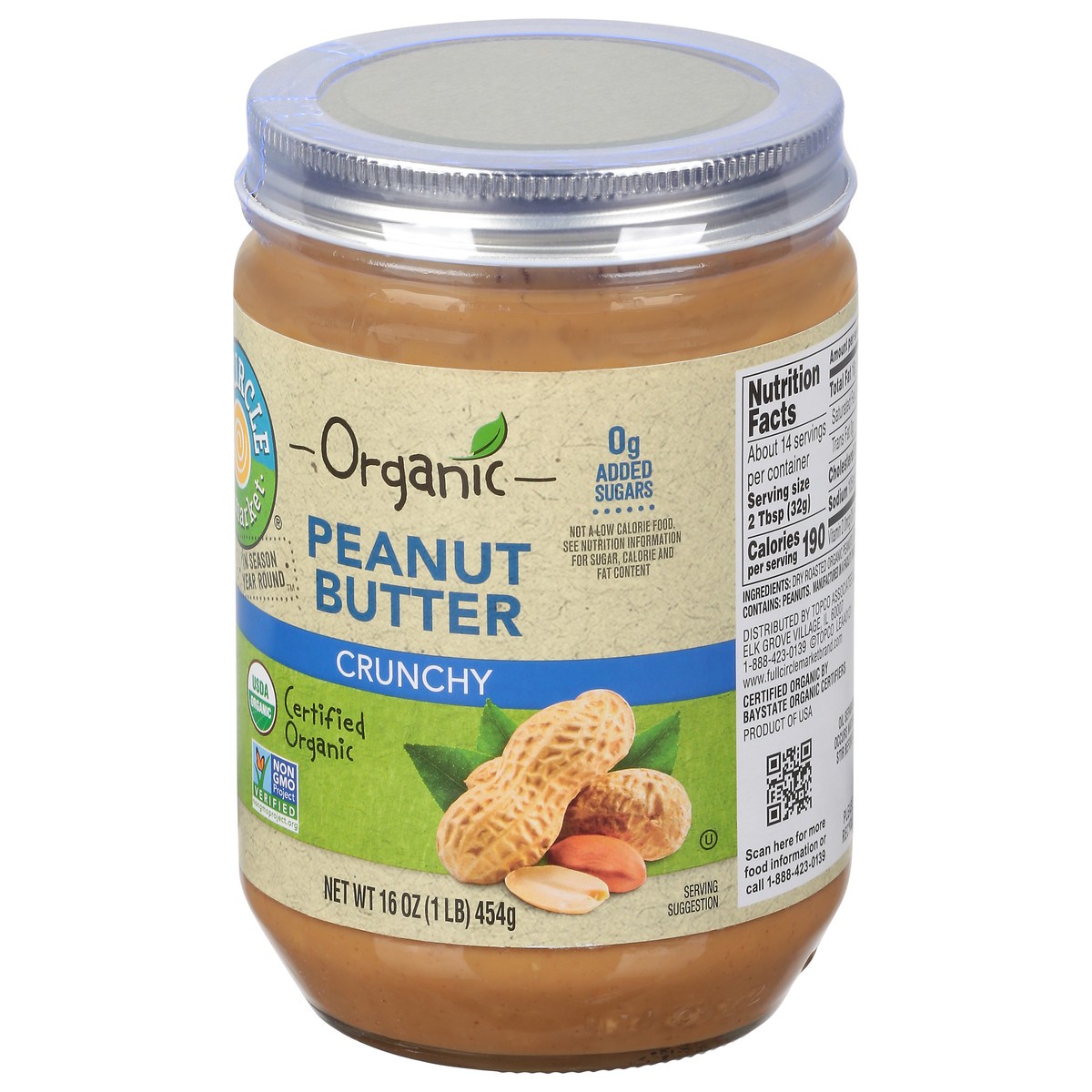 slide 3 of 9, Full Circle Market Organic Crunchy Peanut Butter 16 oz, 16 oz