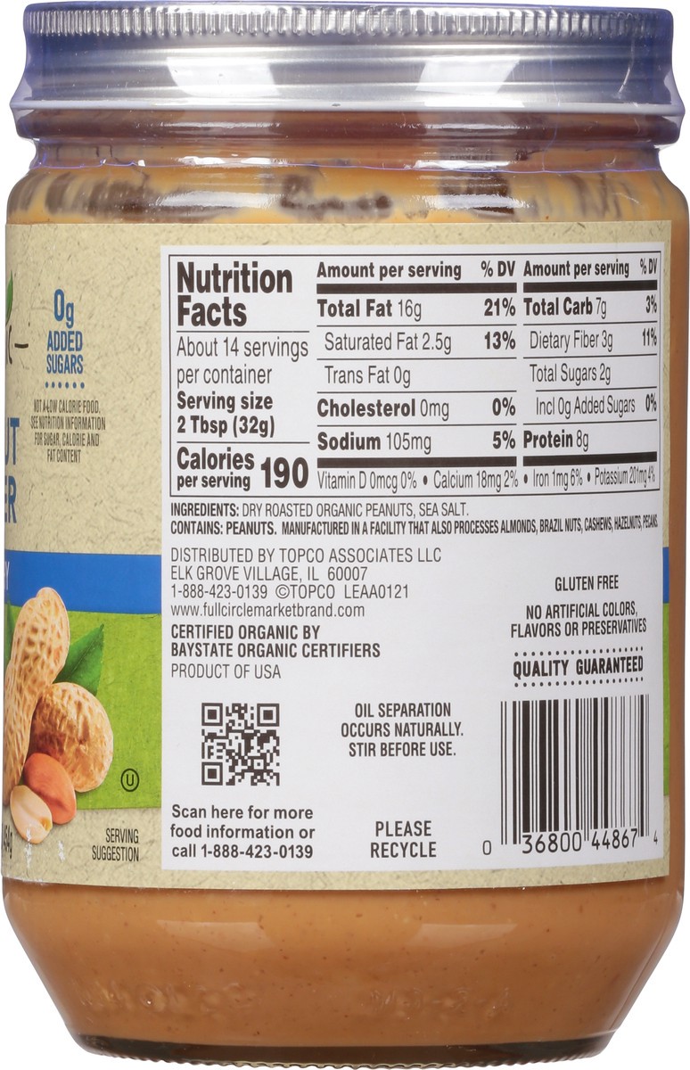 slide 8 of 9, Full Circle Market Organic Crunchy Peanut Butter 16 oz, 16 oz